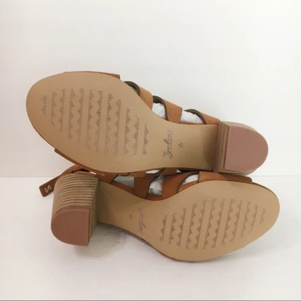 Zodiac Womens Size 6 Brown Suede Leather Block Heels Open Toe Sandals Shoes‎
